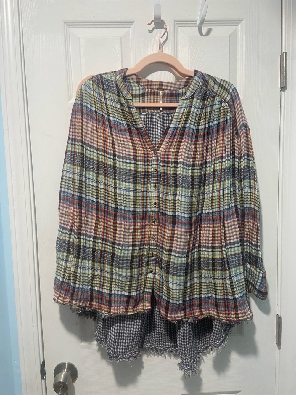 Free People Multicolor Plaid Button-Down Shirt